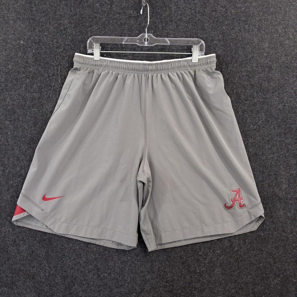 Nike Men's Gray Athletic Shorts with Red Accents